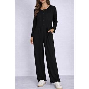 NWT Halara Long Sleeve Button Front Wide Leg Jumpsuit Size XL